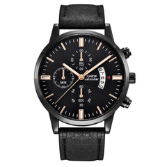 Men's Wristwatch Sport Stainless Steel Case Leather Band Quartz Analog Watch Man relojes hombre 2019 erkek kol saati