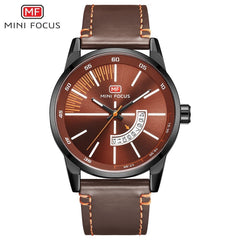MINI FOCUS Fashion Cool Blue Luxury Brand Wristwatch Mens Watches Quartz Leather Watch Men Clock Male Calendar Date Gift To Man