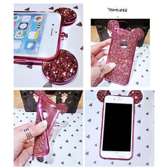 Case For iPhone 11 11Pro Max XR XS Max 6 6s 7 8 Plus 5s SE Glitter Sequins Mouse Ear Cover For Samsung Galaxy S7 S6 S8 edge Plus