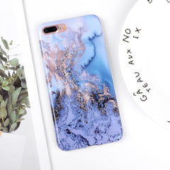 Marble Texture Rock Stone phone Case For iphone X 6 6S 7 8 Plus Colorful Art Blue Pattern Soft IMD Cover Cases Shell
