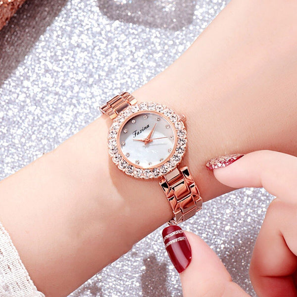 Rose Small And Exquisite Women's Models With Rhinestone Ladies Watches Fashion Luxury Wristwatch Clock Durable Watch Saat@50