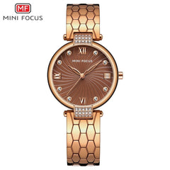 MINIFOCUS Snake Skin Texture Stainless Steel Watch Bands Fashion Designer Brand Luxury Women Watches Quartz Gold Women's Watch