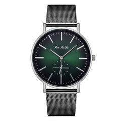 FanTeeDa Men Wristwatch Fashion Luxury Mesh Belt Double Eye Dial Analog Quartz Watch Man Watches Mens 2019 relojes para hombre