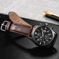 DISU Men Wrist Watch Luxury Stainless Steel Quartz Military Sport Leather Band Dial watch man watches mens 2019 men wristwatch