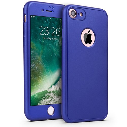 360 Full Cover Phone Case For iPhone X 8 6 6s 7 Plus 5 5s SE PC Protective Cover For iPhone 7 8 Plus Case Cover With Glass