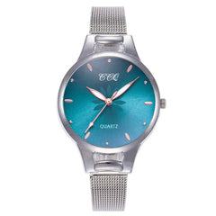 Women's Wristwatches Luxury Silver Popular Pink Dial Flowers Metal Ladies Bracelet Quartz Clock Fashion Zegarki Damskie @50