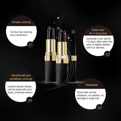 New Portable Lipstick Design Hair Dye One-Time White Hair Women Hairline Black/Brown Color Dyeing Pen Stick Chalk Tools TSLM1