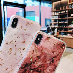 Gold Foil Bling Marble Phone Case For iPhone X Soft TPU Cover For iPhone 7 8 6 6s Plus Shining Glitter Case Coque Funda