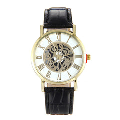 Man Wrist Watch Fashion Luxury Leather Hollow Dial Analog Rome Digital Quartz Wristwatch Mens relojes para hombre orologio uomo