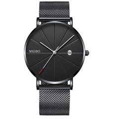 Ultra-thin Watches Classic Steel Quartz Date Wristwatch Casual Mesh Belt Masculino Relogios relojes para hombre reloj hombre