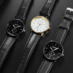 YOLAKO Men's Watch Luxurious Business Leather Belt Simple Mirror Quartz Watch Man Watches Mens 2019 relogio masculino