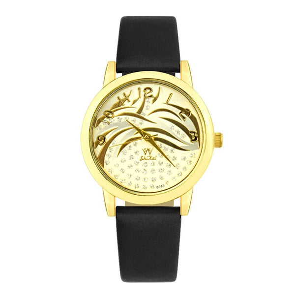 Small Disc With Floral Pattern Simple Style Women's Watches Temperamental Wristwatches Luxury Orologio Donna @50