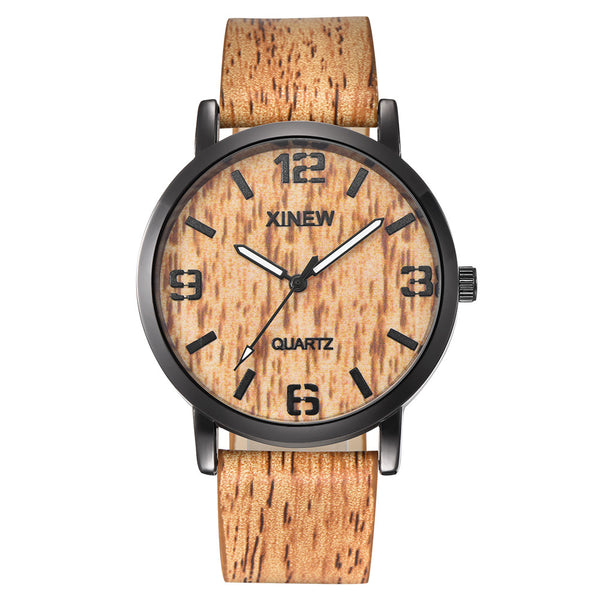 XINEW Women Men Watch Texture Imitation Wooden Retro Leather Quartz watch man vintage men wristwatch clock relogios masculino