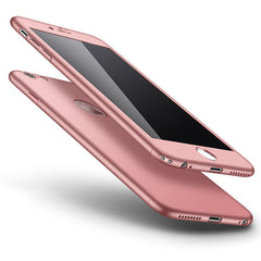 360 Case Full Body Coverage Phone Cases for iPhone 7 6 6s Plus Fundas Fashion Matte Hard PC Cover Free Glass Screen Film