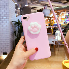 3D Cartoon Cute Squishy Cat Claw Case for iPhone 6 6S 7 Plus Fundas Funny Pressure Release Soft Squishi Squeeze Cats Phone Cases