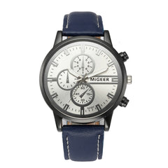 DISU Men Wrist Watch Classic Leather Strap Quartz Casual wristwatch mens big dial watches for men mens watches