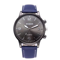 DISU Men Wrist Watch Business Leather Strap Sports Simulated Quartz wristwatch mens big dial watches for men relogio masculino