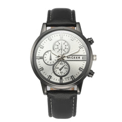 DISU Men Wrist Watch Classic Leather Strap Quartz Casual wristwatch mens big dial watches for men mens watches
