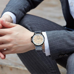 DISU Men Watch Retro Design Leather Band Analog Alloy Quartz Watch watches mens 2019 mens wrist watches