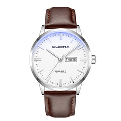 Mens Watch Luxury Faux Leather Blue Ray Glass Analog Calen Quartz Watch Watches Mens 2019 Men Wristwatch Clock relogio masculino