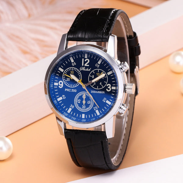 Men wrist watch Blue-ray glass neutral quartz simulates epidermal Leather Strap Wristwatch Mens Reloj Hombre 2019 orologio uomo