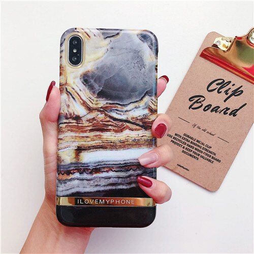 Shiny agate marble Case For iphone 7 case Glossy hard plastic case for iphone 6 6s 7 8 plus X XR XS Max phone case capa