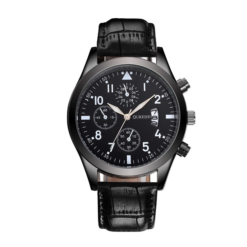 DISU Men Wrist Watch Luxury Stainless Steel Quartz Military Sport Leather Band Dial watch man watches mens 2019 men wristwatch