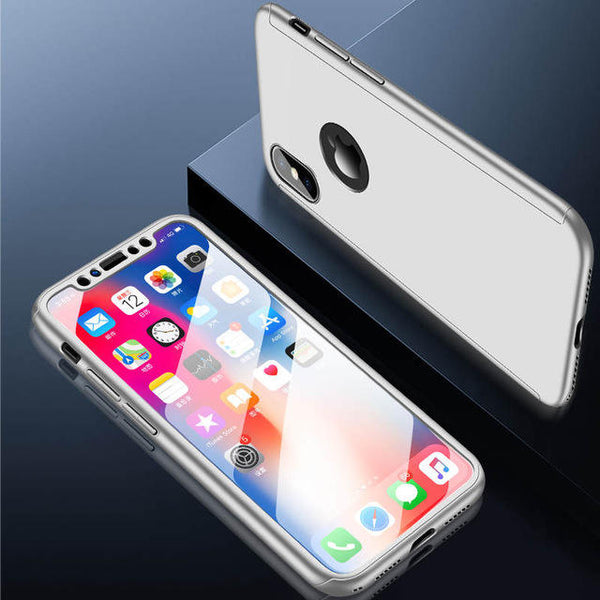 360 Full Cover Phone Case For iPhone X 8 6 6s 7 Plus PC Protective Cover For iPhone XS Max XR X 7 Case Cover With Glass