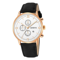 Geneva Men Watch Fashion Date Alloy Case Synthetic Leather Analog Quartz Sport Watch Mens Reloj Hombre 2019 Men Wristwatch Clock