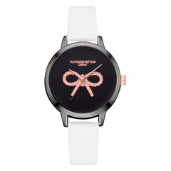 Hot Women's Watches Pink Bow Pattern Disc Ladies Quartz Movement Wristwatch Business Leather Strap  Clock Zegarki Damskie@50