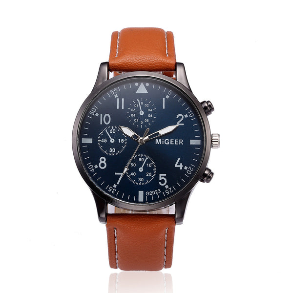 DISU Men Wristwatch Retro Design Leather Band Analog Alloy Quartz watch man new arrival in men wrist watches mens watches