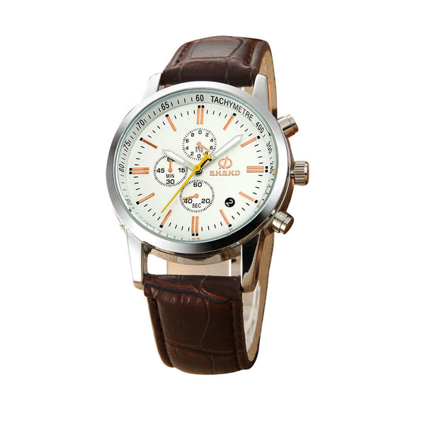 Men Watch Fashion Temperament Three Eye Six Pin Analog Quartz Leather Belt Watch Mens Reloj Hombre 2019 Men Wristwatch Clock