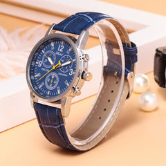 Men wrist watch Blue-ray glass neutral quartz simulates epidermal Leather Strap Wristwatch Mens Reloj Hombre 2019 orologio uomo