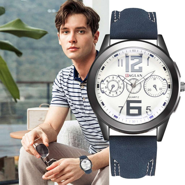 Men Wristwatch Fashion Quartz High Quality Leather Blu Ray Glass Clock Watch Man Watches Mens 2019 relogios masculinos
