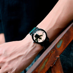 DISU MenWatch Paper Crane Leather Band Analog Alloy Quartz watch man vintage men wristwatch clock mens wrist watches