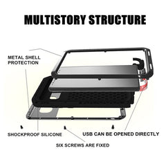 Heavy Duty Protection Doom armor Metal Aluminum phone Case for iPhone 6 6S 7 8 Plus 11 XS Max 5 5S SE Shockproof Dustproof Cover