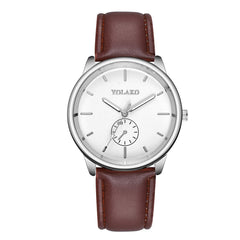 YOLAKO Men's Watch Luxurious Business Leather Belt Simple Mirror Quartz Watch Man Watches Mens 2019 relogio masculino