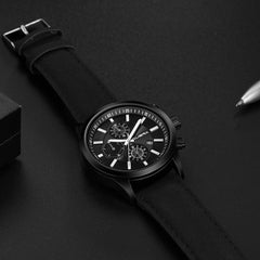 DISU Men Wrist Watch Leather Band Quartz Analog watch man watches mens 2019 relogio masculino