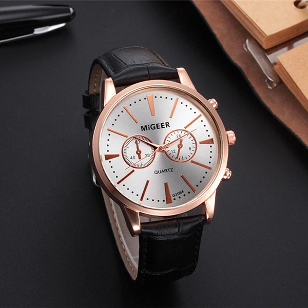 DISU Men Wrist Watch Retro Design Leather Band Analog Alloy Quartz Watches Men vintage men wristwatch clock mens wrist watches
