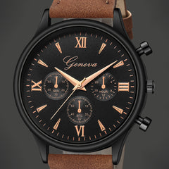 Geneva Men Watches Luxury Faux Leather Blue Ray Glass Quartz Analog watch man watches mens 2019 relogios masculino