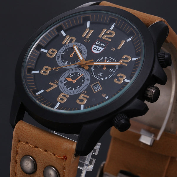 Men's  Wrist Watch Military Leather Date Quartz Analog Army Quartz Watches Mens 2019 Relojes Hombre 2019 zegarek meski
