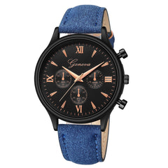 Geneva Men Watches Luxury Faux Leather Blue Ray Glass Quartz Analog watch man watches mens 2019 relogios masculino