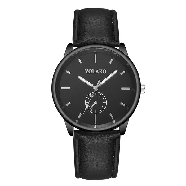YOLAKO Men's Watch Luxurious Business Leather Belt Simple Mirror Quartz Watch Man Watches Mens 2019 relogio masculino