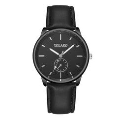 YOLAKO Men's Watch Luxurious Business Leather Belt Simple Mirror Quartz Watch Man Watches Mens 2019 relogio masculino