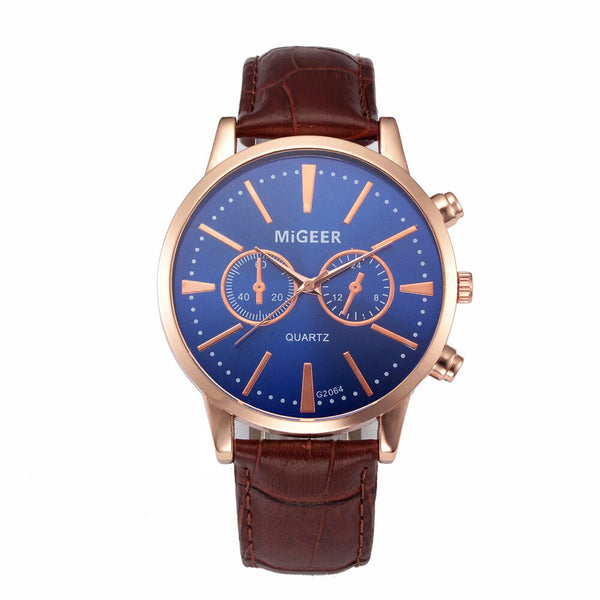 DISU Men Wrist Watch Retro Design Leather Band Analog Alloy Quartz Wristwatch Mens watches mens 2019 relogio masculino