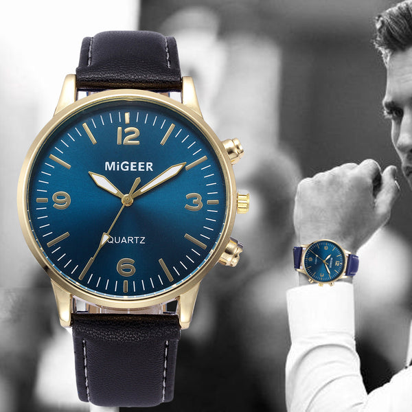 DISU Men Watch Business Leather Strap Sports Simulated Quartz wristwatch mens unique watch for men relogio masculino