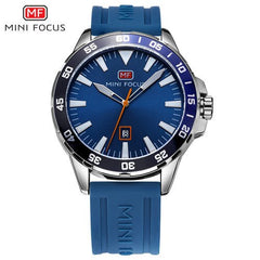MINIFOCUS Army Military Watch Men Fashion Men's Watches Quartz Watches For Men Clock Luxury Brand Blue Rubber Strap Date Display