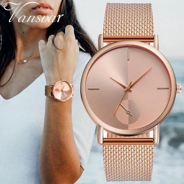 Fashion Women Watche Rose Gold Scal Dial Ladies Quartz Wristwatch  Mesh Belt Strap Casual Clock Dress Gift Relojes Para Mujer@50