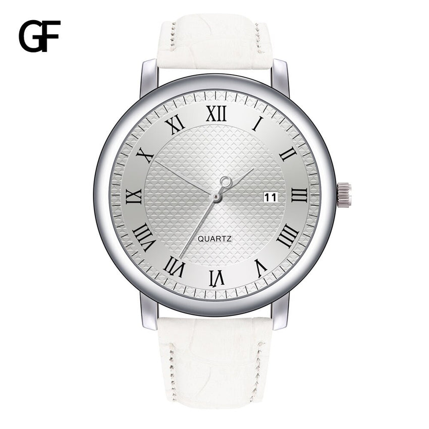 Men's Watch New Fashion High-End Quartz Letter Leather Strap male clock men watches quartzo day date relogios masculinos