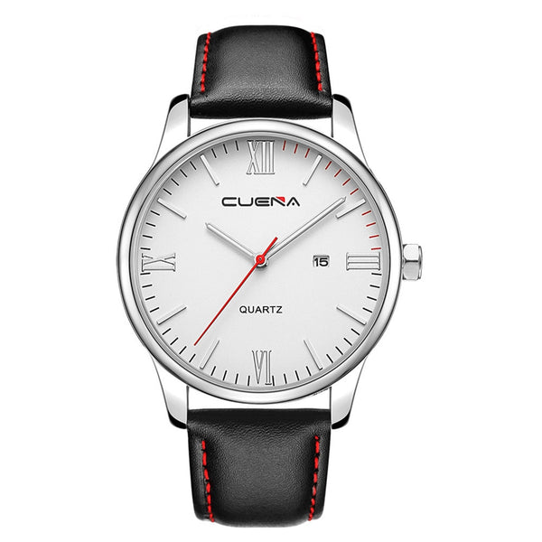 Mens Watch Luxury Faux Leather Blue Ray Glass Quartz Analog With Calen watch man big dial watches for men relogios masculino